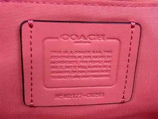 COACH コーチ トートバッグ C8293 ピンク×レッド キャンバス×レザー レディース 美品