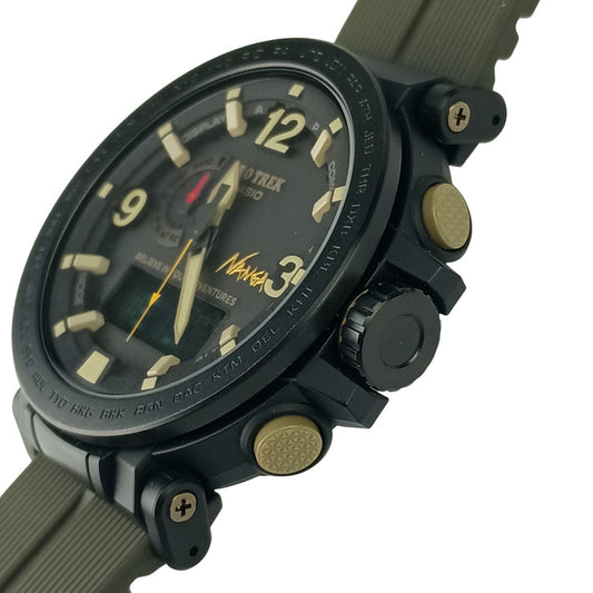 CASIO カシオ 腕時計 NANGAコラボ プロトレック クライマーライン PRW 6630NA 1A3JR ブラック カーキ系 プラスチック メンズ アナデジ 電波ソーラー 美品