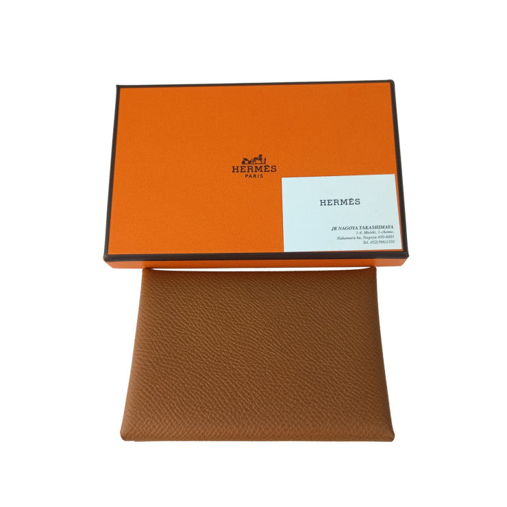 HERMES エルメス コインケース カルヴィ デュオ ゴールド エプソン ユニセックス 小銭入れ W刻印 新品未使用展示品