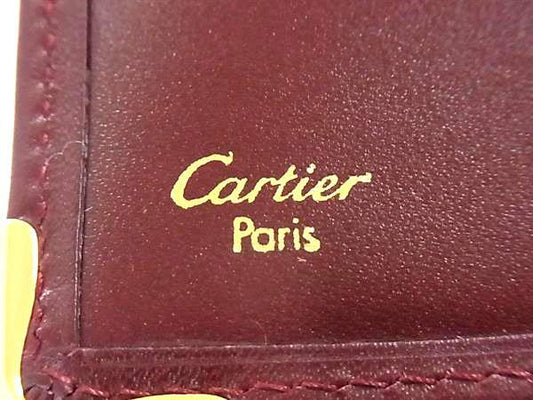 Cartier カルティエ 財布 マストライン ボルドー レザー メンズ 二つ折り 長財布 超美品