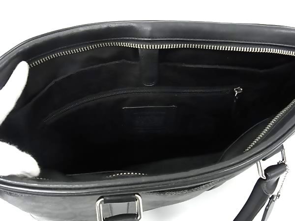 COACH コーチ ビジネスバッグ シグネチャー F54803 ブラック グレー PVC レザー メンズ 2WAY シルバー金具