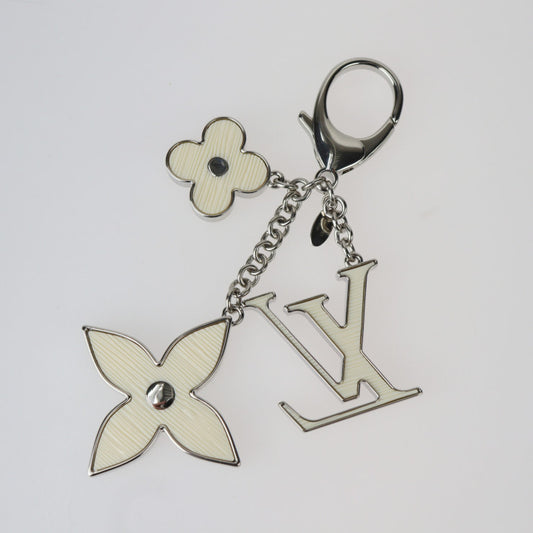 美品 LOUIS VUITTON ルイ ヴィトン ビジュー サック フルール ドゥ エピ キーホルダー M65085 メタル アセテート シルバー イヴォワール バッグチャーム ビトン