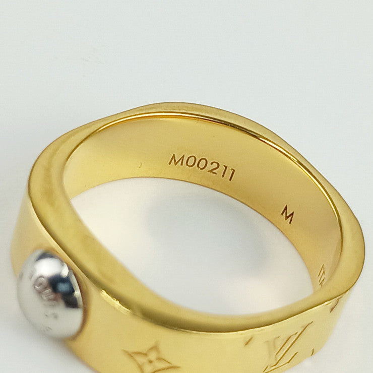 LOUIS VUITTON ルイ ヴィトン 指輪 リング バーグ ナノグラム M00211 ゴールド シルバー メタル ラッカー ラインストーン レディース