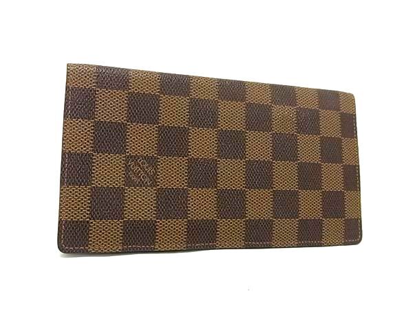 LOUIS VUITTON ルイヴィトン 長財布 ダミエ ポルトバルール カルトクレディ N61823 エベヌ PVC レザー ユニセックス 二つ折り財布 札入れ 美品