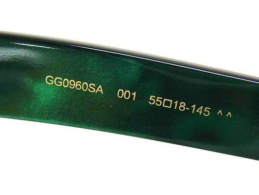 GUCCI グッチ サングラス GGマーモント GG0960SA ブラック グリーン クリアグリーン プラスチック ユニセックス 美品