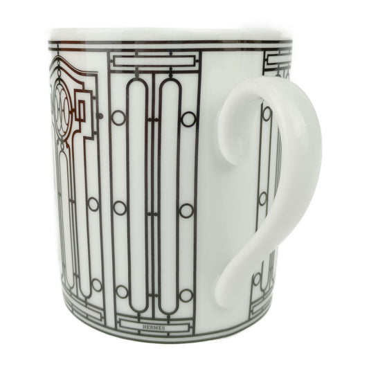 新品未使用展示品 HERMES エルメス マグカップ H DECO アッシュデコ 37031P ホワイト ブラック ポーセリン 磁器 ユニセックス コップ
