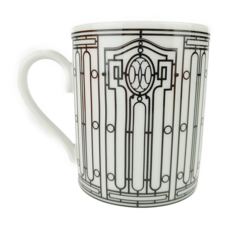新品未使用展示品 HERMES エルメス マグカップ H DECO アッシュデコ 37031P ホワイト ブラック ポーセリン 磁器 ユニセックス コップ