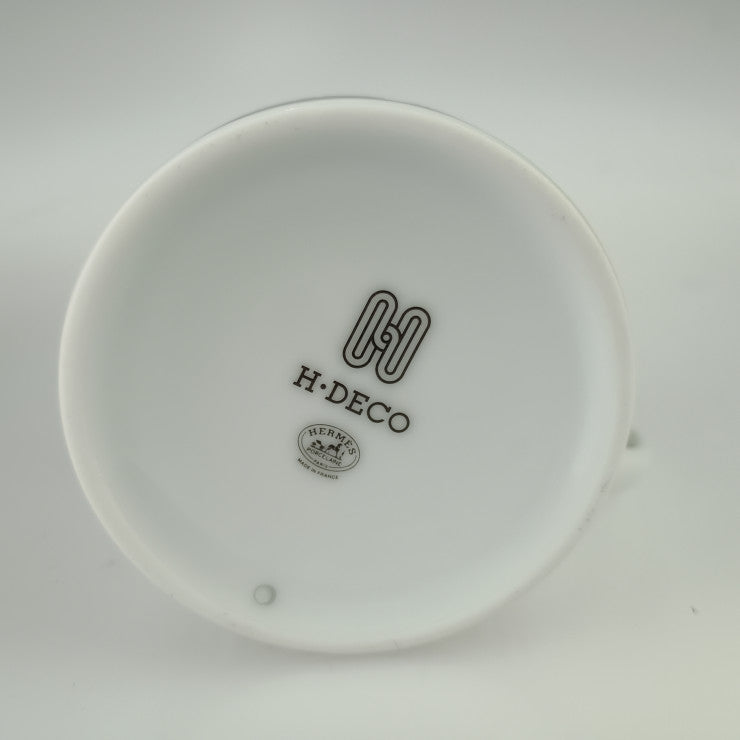 新品未使用展示品 HERMES エルメス マグカップ H DECO アッシュデコ 37031P ホワイト ブラック ポーセリン 磁器 ユニセックス コップ