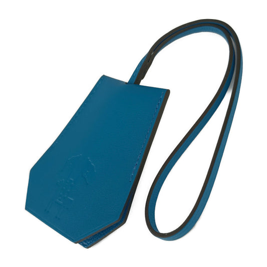 新品未使用展示品 HERMES エルメス バッグチャーム クロシェット イヤーズギフト2024 - ブルー系 ヴォースイフト ユニセックス VIP会員限定品 キーリング シルバー金具