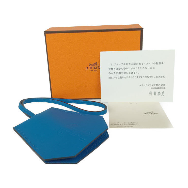 新品未使用展示品 HERMES エルメス バッグチャーム クロシェット イヤーズギフト2024 - ブルー系 ヴォースイフト ユニセックス VIP会員限定品 キーリング シルバー金具