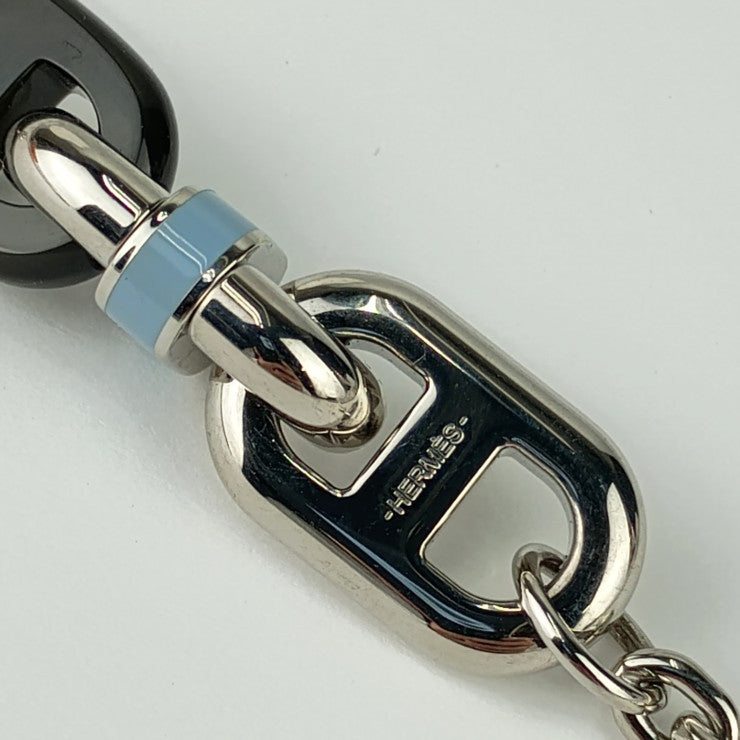 新品未使用展示品 HERMES エルメス ネックレス マイヨン チェーン ネックレス 100042FP05 シルバー ブルー系 ダークブラウン系 メタル ラッカー バッファローホーン ユニセックス
