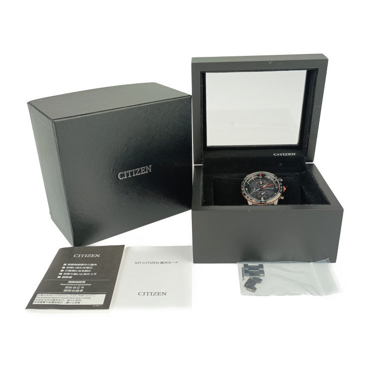 美品 CITIZEN シチズン 腕時計 アテッサ ACT Line AT8185-62E / H800-T025871 ブラック スーパーチタニウム メンズ エコ・ドライブ ソーラー電波