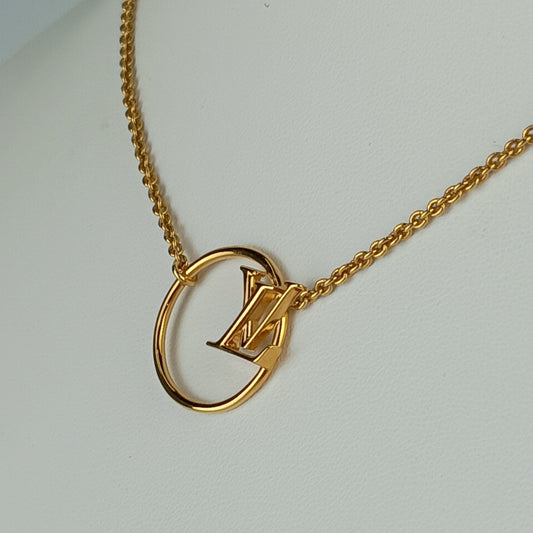 超美品 LOUIS VUITTON ルイ ヴィトン ネックレス LV エクリプス M00762 ゴールド メタル レディース アクセサリー