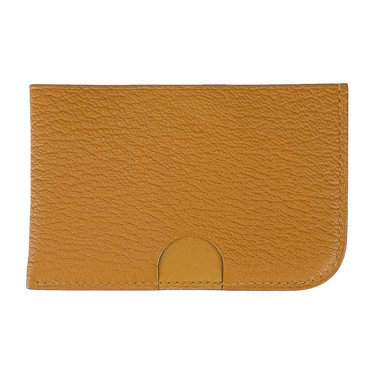 超美品 HERMES エルメス カードケース POISSON ポワソン H084483CKAC CARAMEL+VERT COMICS+VERT FIZZ グリーン系 ブラウン系 シェーブル ユニセックス 名刺入れ パスケース B刻印