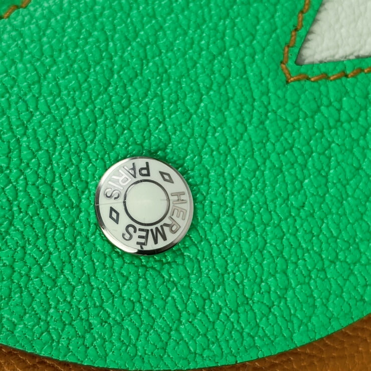 超美品 HERMES エルメス カードケース POISSON ポワソン H084483CKAC CARAMEL+VERT COMICS+VERT FIZZ グリーン系 ブラウン系 シェーブル ユニセックス 名刺入れ パスケース B刻印