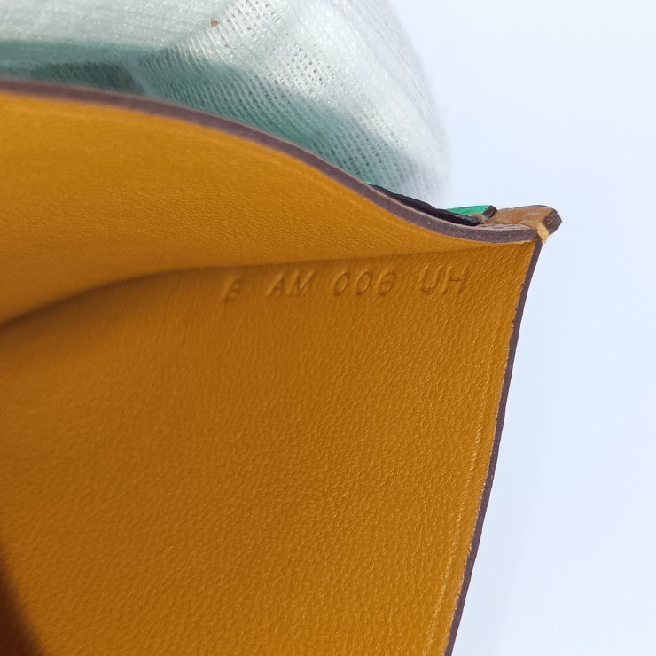 超美品 HERMES エルメス カードケース POISSON ポワソン H084483CKAC CARAMEL+VERT COMICS+VERT FIZZ グリーン系 ブラウン系 シェーブル ユニセックス 名刺入れ パスケース B刻印
