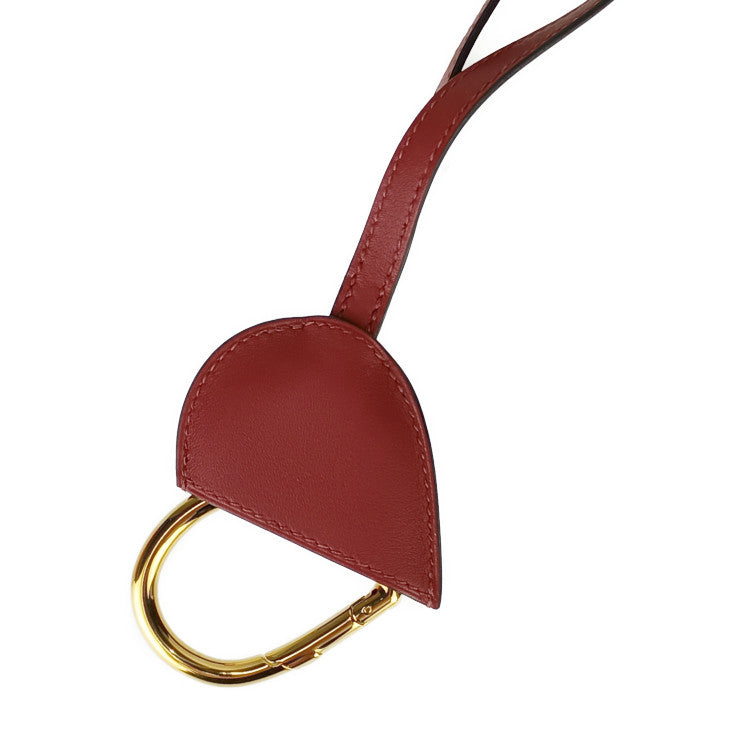 新古未使用展示品 HERMES エルメス ネックレス チョーカー クロシェット《オ・クール・デュ・フォーブル》 H500245FK ルージュグレナ ゴールド金具 ヴォー・スウィフト レディース ネックストラップ キーホルダー W刻印