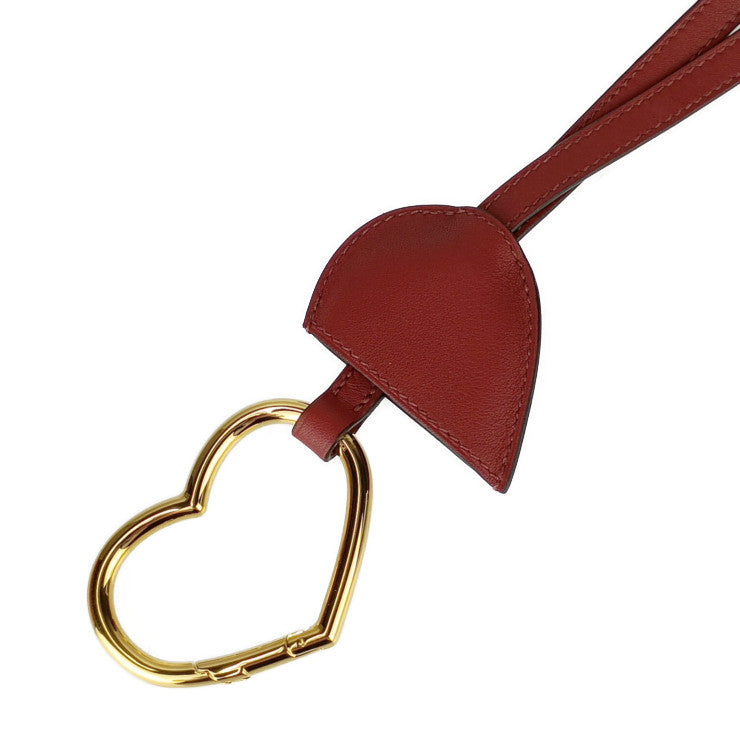 新古未使用展示品 HERMES エルメス ネックレス チョーカー クロシェット《オ・クール・デュ・フォーブル》 H500245FK ルージュグレナ ゴールド金具 ヴォー・スウィフト レディース ネックストラップ キーホルダー W刻印