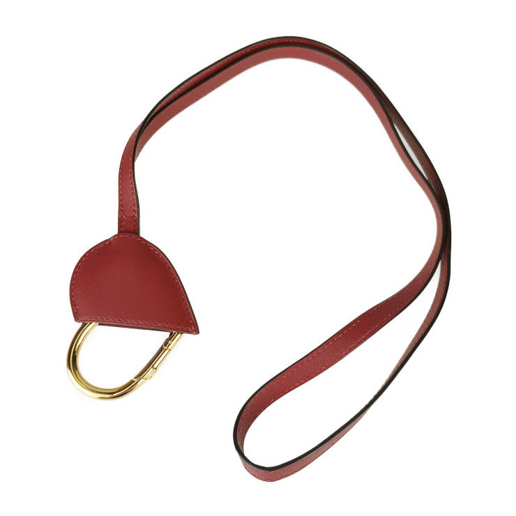 新古未使用展示品 HERMES エルメス ネックレス チョーカー クロシェット《オ・クール・デュ・フォーブル》 H500245FK ルージュグレナ ゴールド金具 ヴォー・スウィフト レディース ネックストラップ キーホルダー W刻印