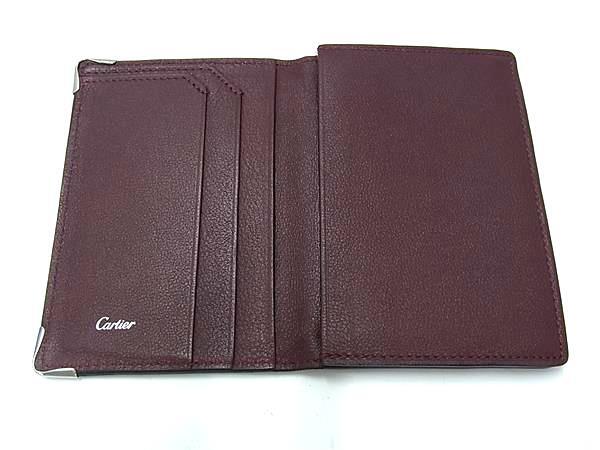 Cartier カルティエ カードケース マストライン - ブラック ボルドー レザー メンズ シルバー金具 美品