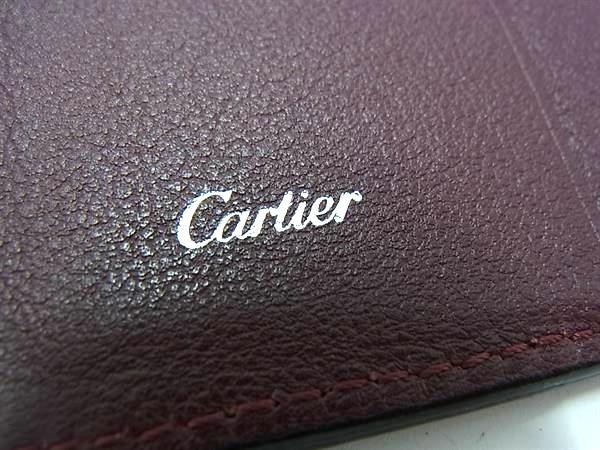 Cartier カルティエ カードケース マストライン - ブラック ボルドー レザー メンズ シルバー金具 美品