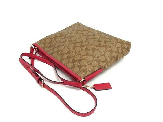 COACH コーチ ショルダーバッグ シグネチャー ファイル バッグ F58297 ブラウン系×ピンク系 PVC×レザー レディース ゴールド金具 美品