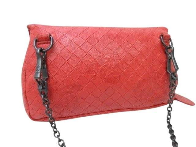 BOTTEGA VENETA ボッテガヴェネタ ショルダーバッグ イントレッチオミラージュ - レッド レザー レディース チェーン 2WAY ガンメタ金具