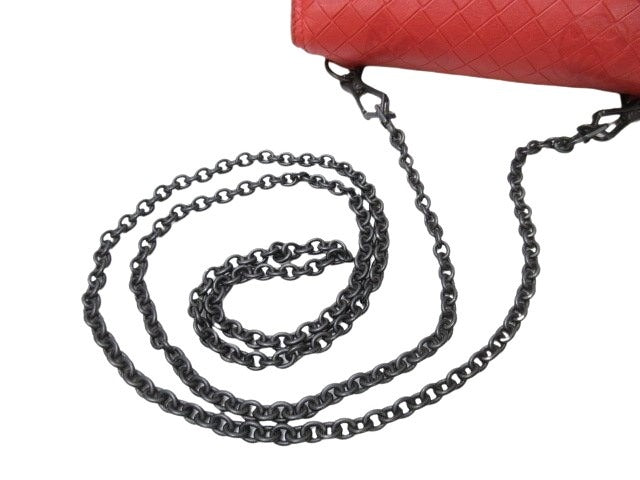 BOTTEGA VENETA ボッテガヴェネタ ショルダーバッグ イントレッチオミラージュ - レッド レザー レディース チェーン 2WAY ガンメタ金具