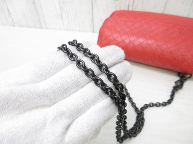 BOTTEGA VENETA ボッテガヴェネタ ショルダーバッグ イントレッチオミラージュ - レッド レザー レディース チェーン 2WAY ガンメタ金具