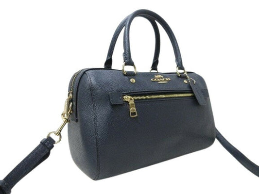 COACH コーチ ハンドバッグ ローワン サッチェル ハンドバッグ - ネイビー レザー レディース 2WAY ゴールド金具 超美品