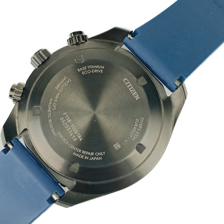 美品 CITIZEN シチズン 腕時計 プロマスター MARINE ダイバー200m CC5006-06L / F158-T026184 ブラック ブルー文字盤 ネイビー スーパーチタニウム ラバー メンズ エコ・ドライブ GPS衛星電波時計