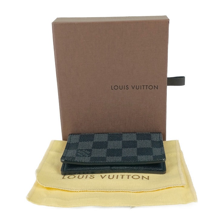 美品 LOUIS VUITTON ルイ ヴィトン カードケース オーガナイザー ドゥ ポッシュ ダミエグラフィット N63075 グレー ブラック PVC レザー メンズ 名刺入れ