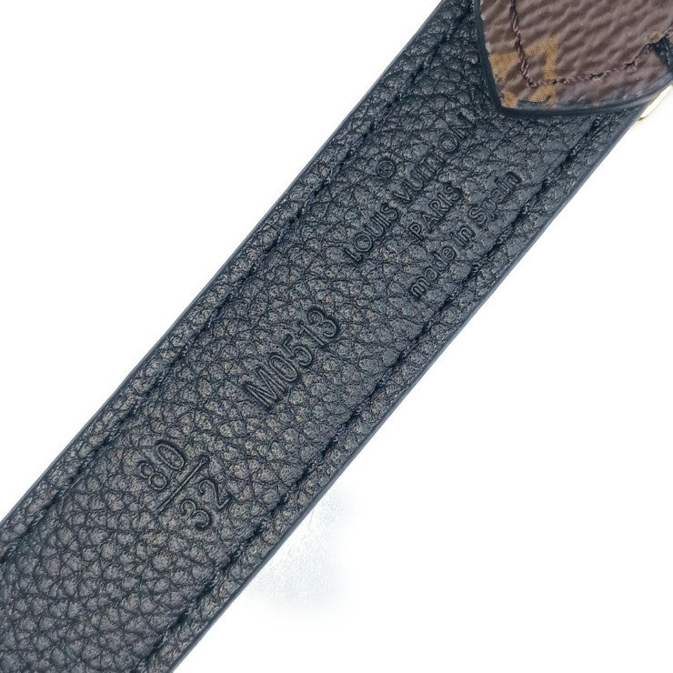 超美品 LOUIS VUITTON ルイ ヴィトン ベルト サンチュール・LV リバーシブル 20MM M0513W ブラウン ブラック ゴールド金具 モノグラムキャンバス レザー レディース ナローベルト