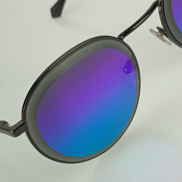 超美品 LOUIS VUITTON ルイ ヴィトン サングラス LV スーパーヴィジョン メタル ラウンド Z2672U ガンメタル ブラック グラデーションブルー メタル メンズ ラウンドシェイプ
