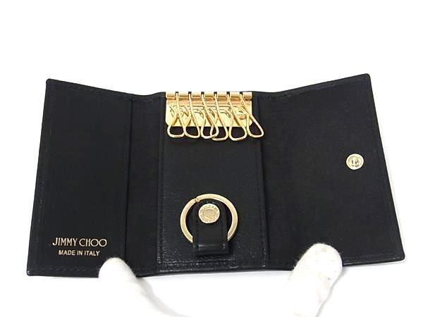 JIMMY CHOO ジミーチュウ キーケース ネプチューン ブラック レザー レディース スタースタッズ 6連 美品