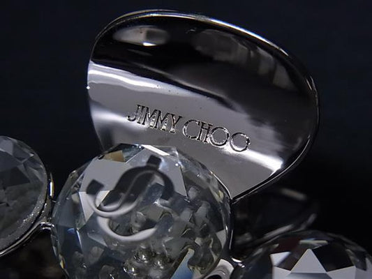 JIMMY CHOO ジミーチュウ ヘアクリップ シルバー クリスタル・クローヘアクリップ CLAWHAIRCLIPDCI シルバー メタル レディース JCロゴ 美品