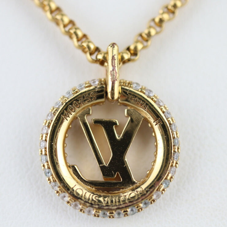 LOUIS VUITTON ルイ ヴィトン ルイーズ バイ ナイト ネックレス M00759 メタル ラインストーン ゴールド LV サークル ペンダント ビトン