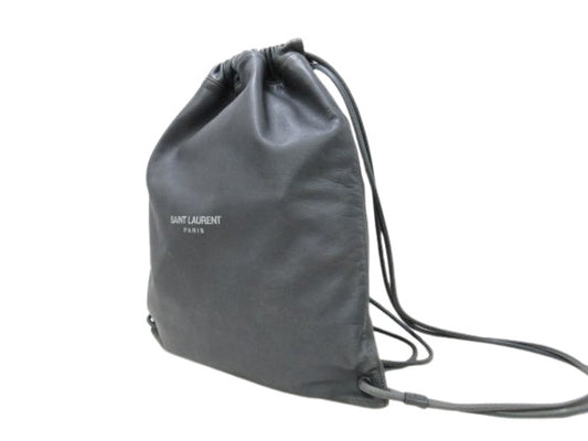 SAINT LAURENT PARIS サンローラン パリ ナップサック テディ 553919 チャコールグレー レザー ユニセックス YSL リュックサック 巾着