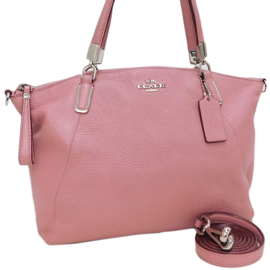 美品 COACH コーチ ハンドバッグ スモール ケルシー サッチェル F34493 ピンク系 シルバー金具 レザー レディース 2WAY ショルダーバッグ
