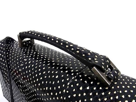 美品 SAINT LAURENT サンローラン ハンドバッグ ベルシャス 482051 ブラック パイソン ユニセックス 2WAY クロスボディ シルバー金具