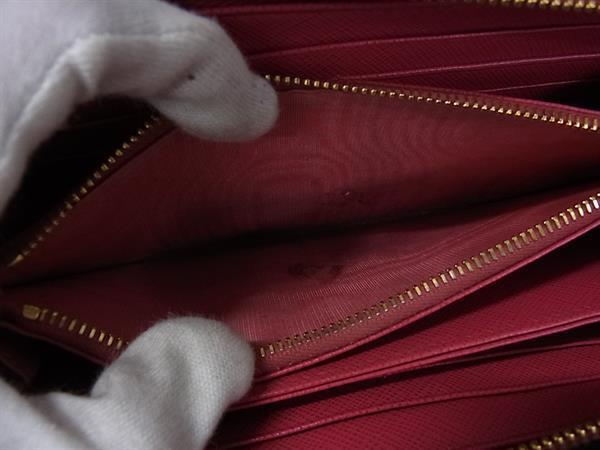 PRADA プラダ 財布 1ML506 ピンク サフィアーノレザー レディース ラウンドファスナー 長財布 ゴールド金具