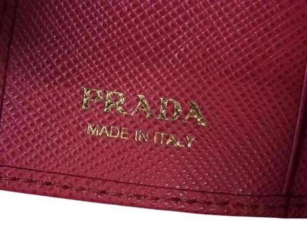PRADA プラダ キーケース サフィアーノメタル キーリング付き 4連キーケース 1PG004 マゼンタ系 レザー レディース ゴールド金具