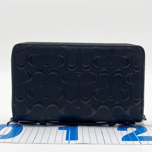 COACH コーチ クラッチバッグ シグネチャー トラベル オーガナイザー F67637 ブラック レザー メンズ 美品