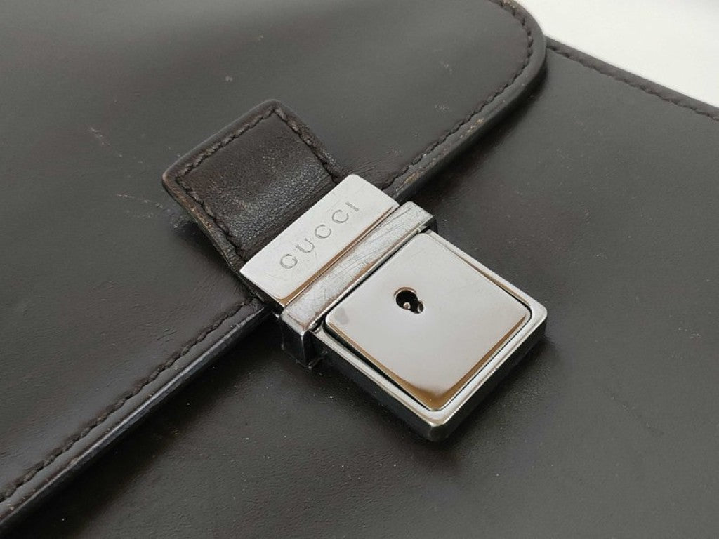 GUCCI グッチ ビジネスバッグ 282517 ブラウン系 レザー メンズ 2WAY シルバー金具