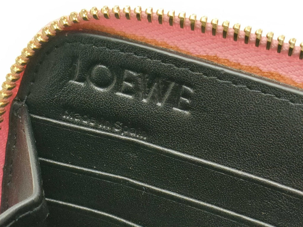 LOEWE ロエベ 財布 パズル 122N30 ピンク系 ブラック レザー レディース ラウンドファスナー 長財布 ゴールド金具