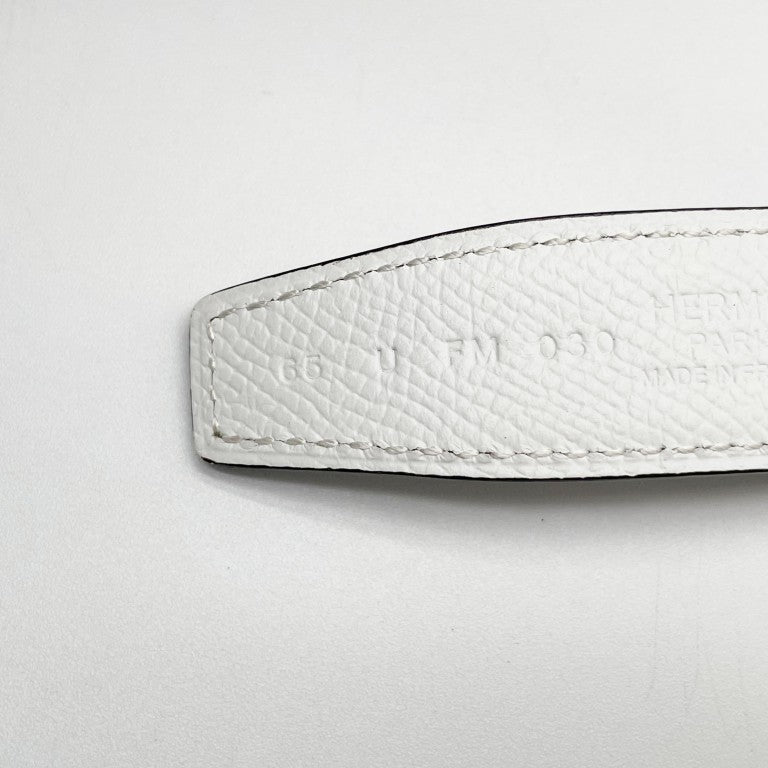 HERMES エルメス ベルト ラグーヌ ホワイト ブラウン系 レザー レディース リバーシブル ゴールド金具 美品