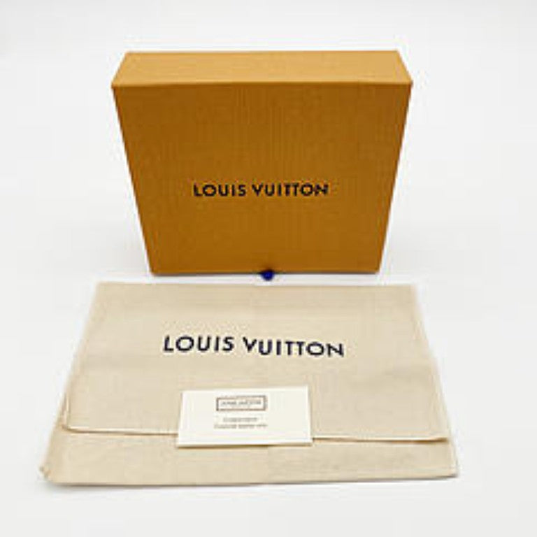 LOUIS VUITTON ルイヴィトン 財布 ナノグラム ポルトフォイユ・ヴィクトリーヌ M82314 ブルー レザー レディース 三つ折り 財布 ゴールド金具 美品