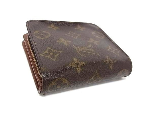 LOUIS VUITTON ルイヴィトン 二つ折り財布 モノグラム コンパクト ジップ M61667 ブラウン PVC レザー ユニセックス ゴールド金具