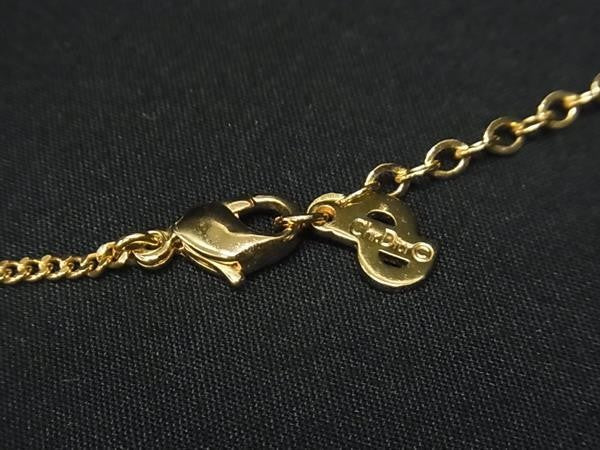 Christian Dior クリスチャンディオール ネックレス ロゴ ゴールド系 メタル ラインストーン レディース ヴィンテージ 超美品
