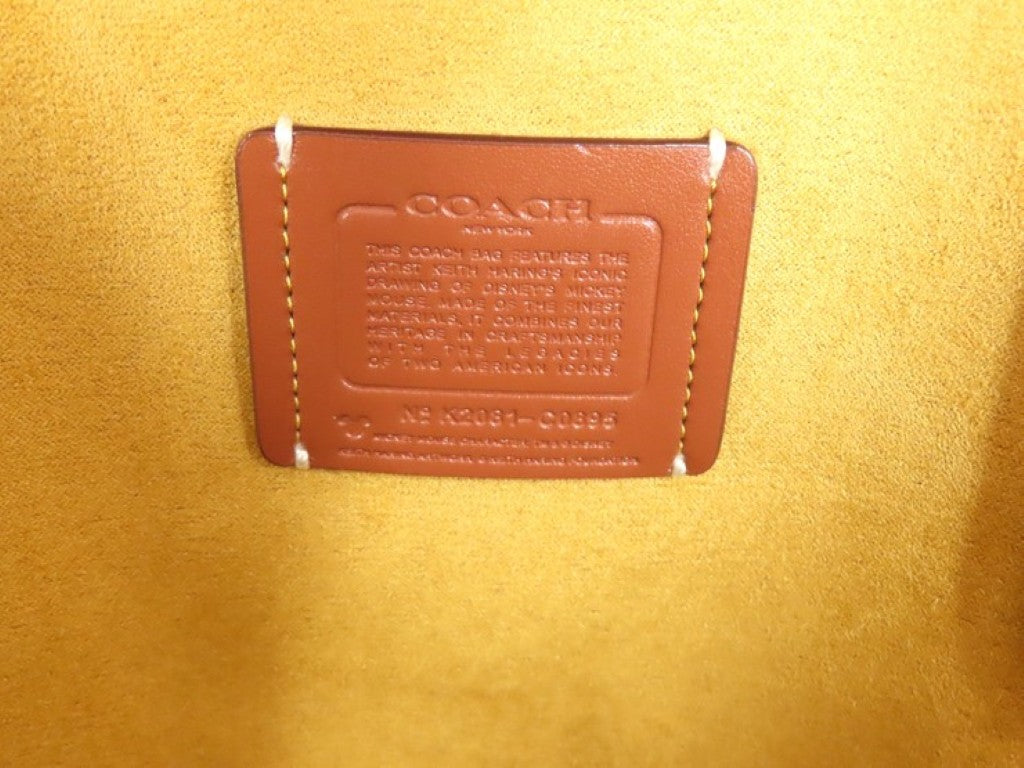 COACH コーチ トートバッグ ディズニー ミッキー マウス X キース・ヘリング ハイライン トート C0895 ホワイト ブラック系 レザー レディース 美品